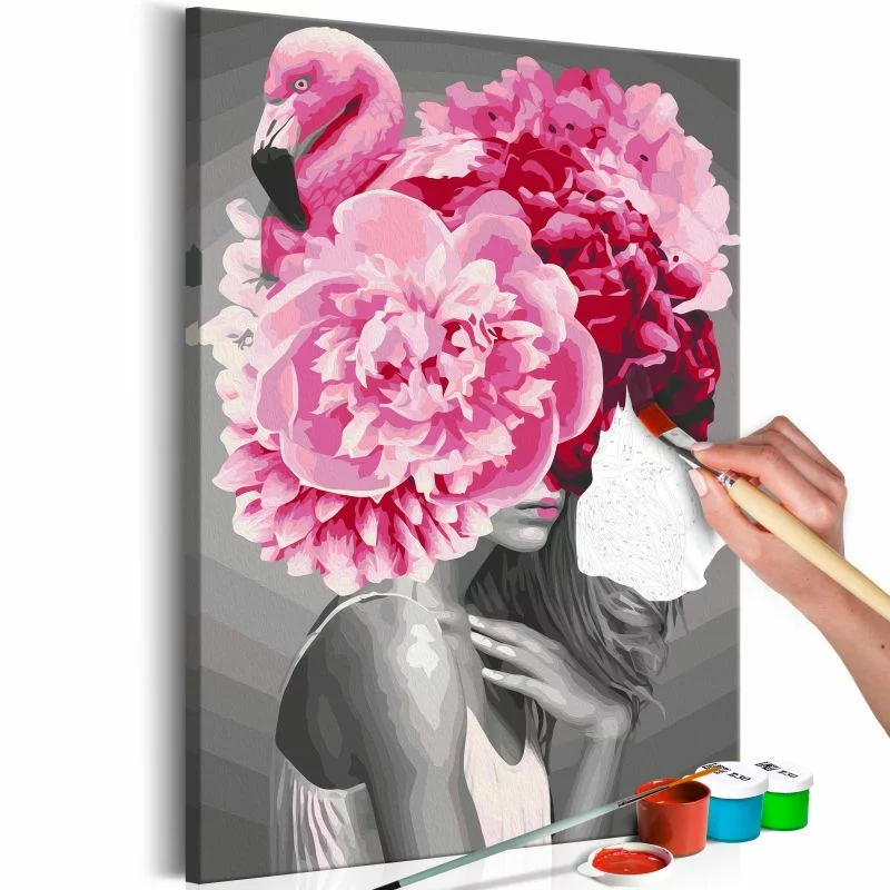 Obraz do samodzielnego malowania - Flamingo Girl - obrazek 1