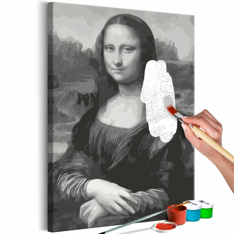 Obraz do samodzielnego malowania - Czarno-biała Mona Lisa - obrazek 1