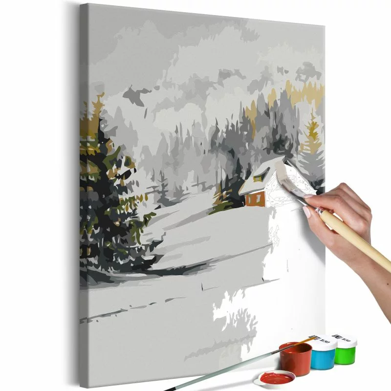 Obraz do samodzielnego malowania - Zimowy domek