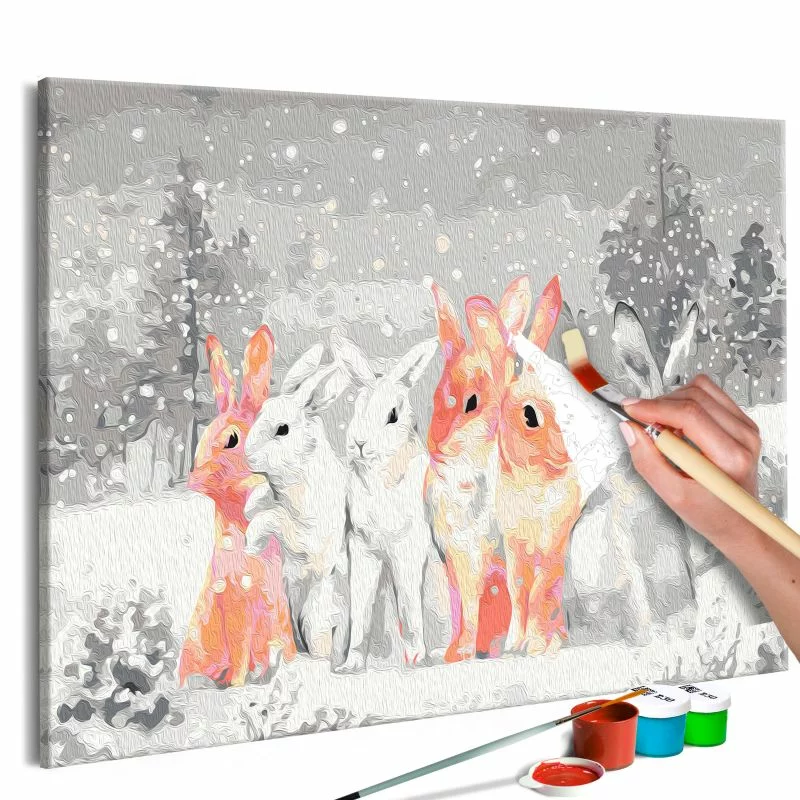 Obraz do samodzielnego malowania - Zimowe króliczki