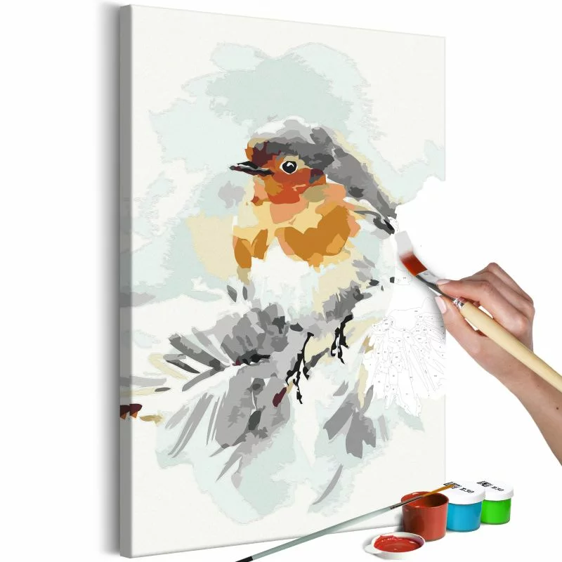 Obraz do samodzielnego malowania - Ptaszek na choince - obrazek 1