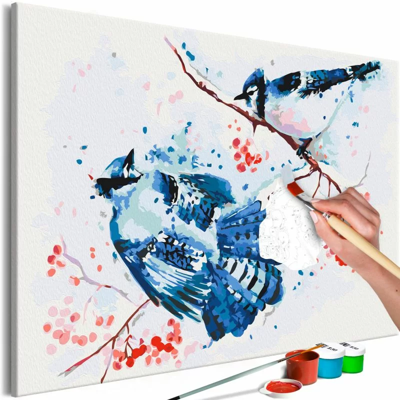 Obraz do samodzielnego malowania - Niebieskie ptaki