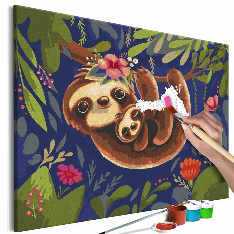 Obraz do samodzielnego malowania - Przyjazne leniwce - obrazek 1