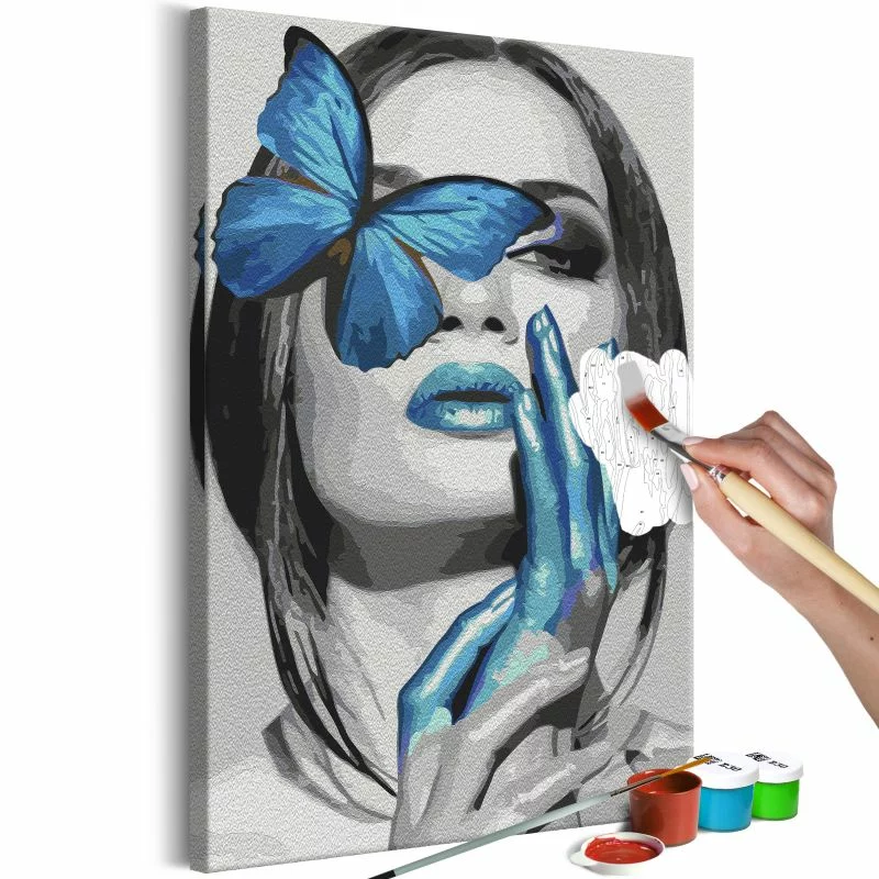 Obraz do samodzielnego malowania - Niebieski motyl - obrazek 1