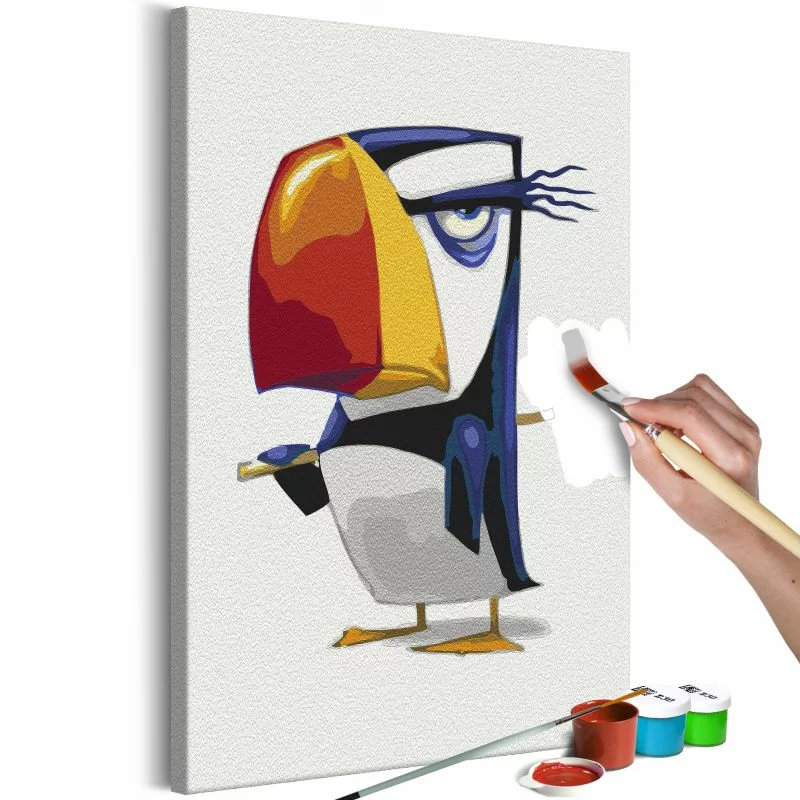 Obraz do samodzielnego malowania - Naburmuszony pingwinek - obrazek 1