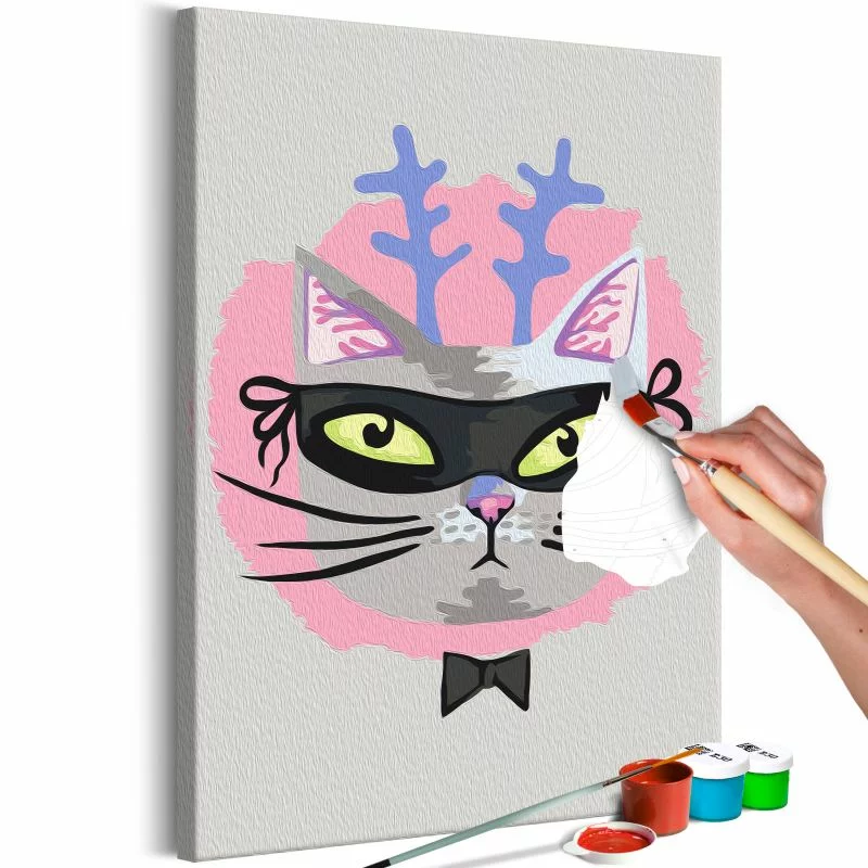Obraz do samodzielnego malowania - Kot z rogami - obrazek 1