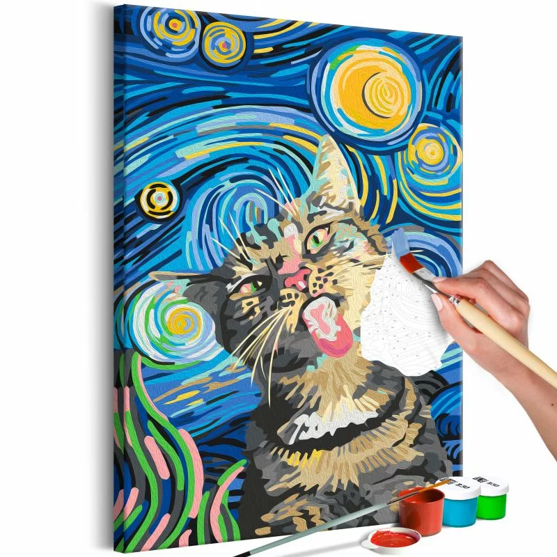 Obraz do samodzielnego malowania - Zakręcony kot - obrazek 1