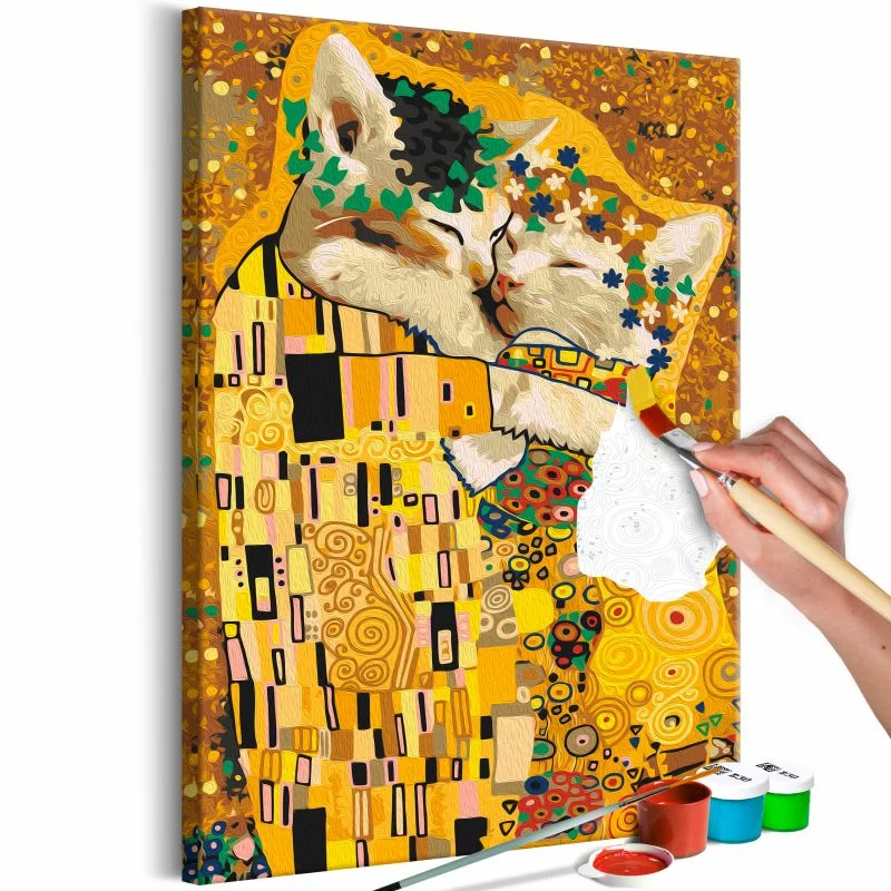 Obraz do samodzielnego malowania - Pocałunek kotów - obrazek 1