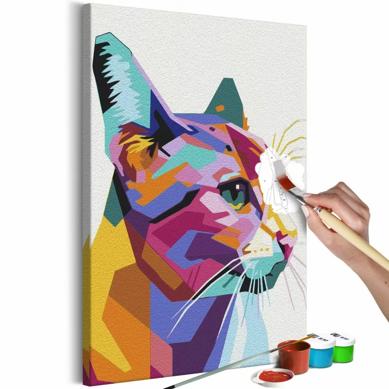 Obraz do samodzielnego malowania - Geometryczny kot - obrazek 1