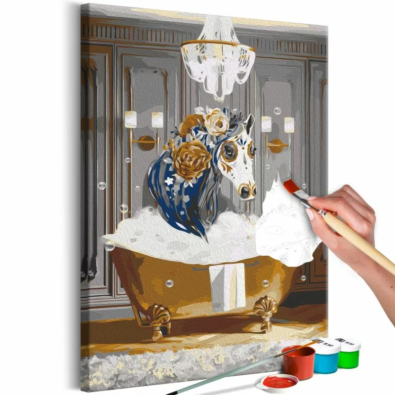 Obraz do samodzielnego malowania - Kąpiel konia - obrazek 1