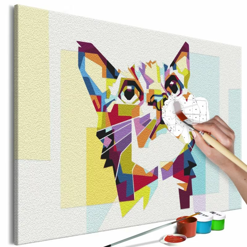 Obraz do samodzielnego malowania - Kot i figury - obrazek 1