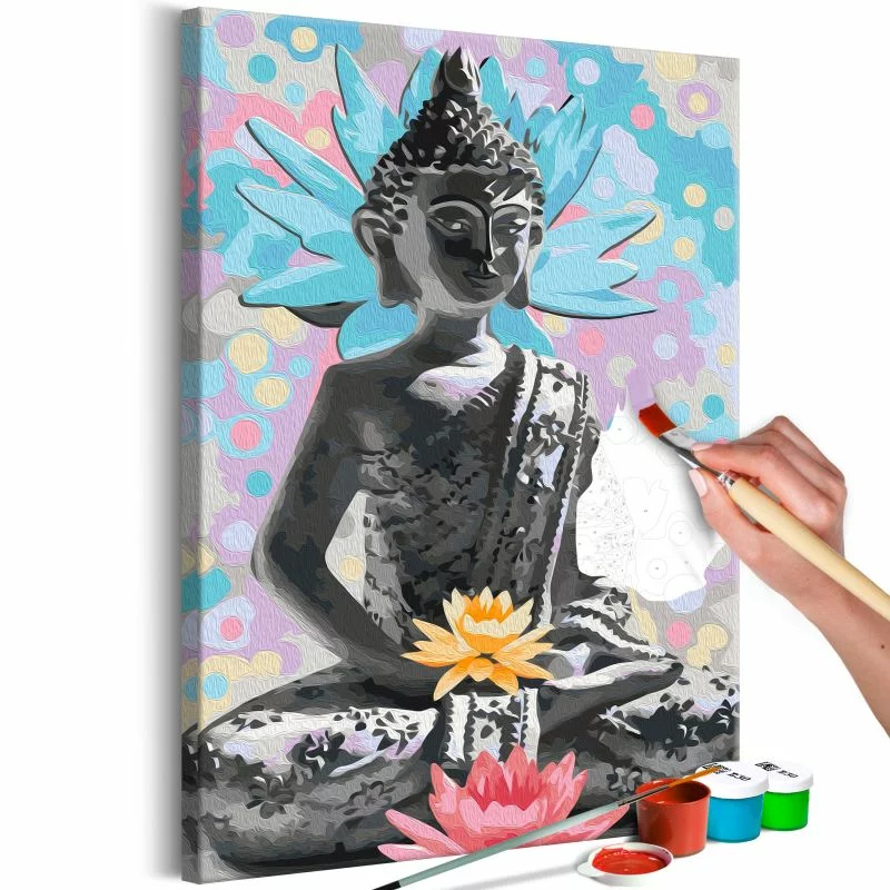 Obraz do samodzielnego malowania - Tęczowy Budda - obrazek 1