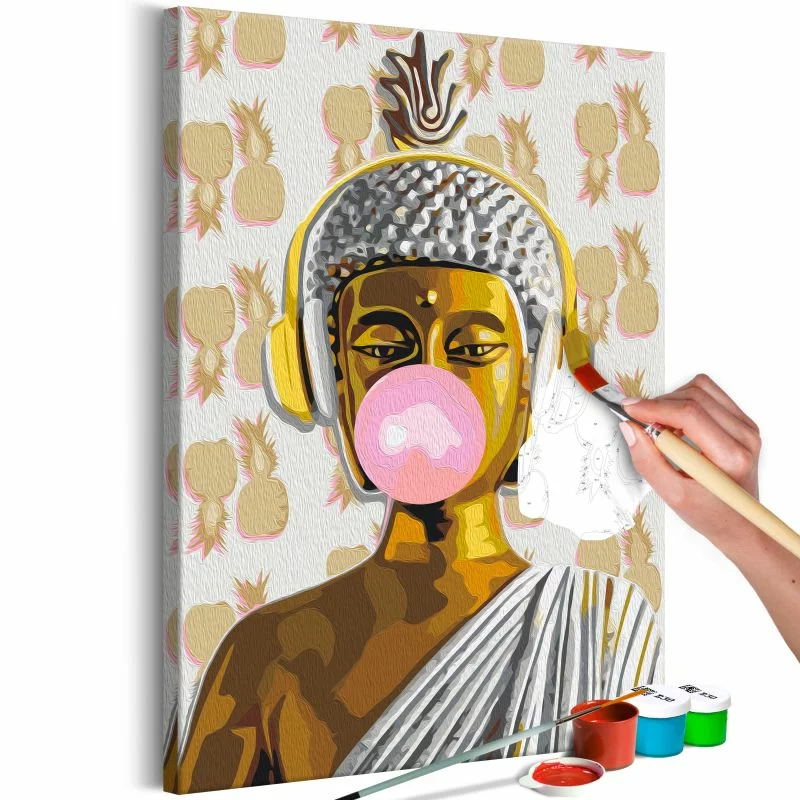Obraz do samodzielnego malowania - Budda i ananasy - obrazek 1