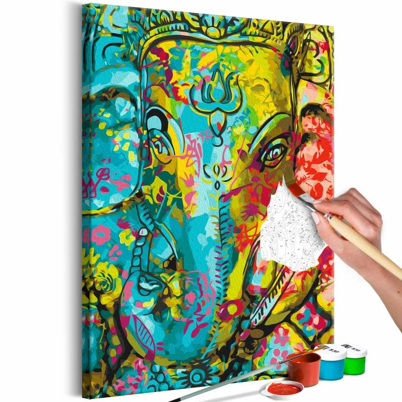 Obraz do samodzielnego malowania - Kolorowy Ganesha - obrazek 1