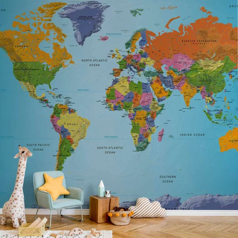 Fototapeta - Mapa świata: Kolorowa geografia - obrazek 1