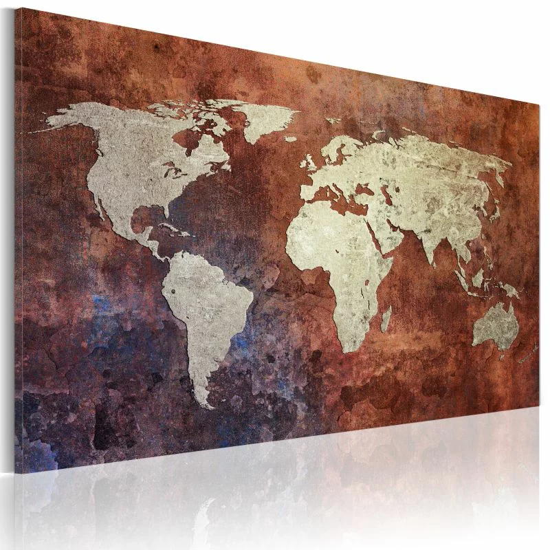 Obraz - Rdzawa mapa świata - obrazek 1