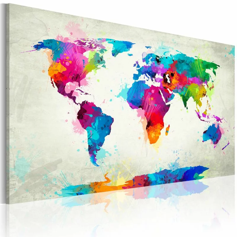 Obraz - Map of the world - an explosion of colors - obrazek 1