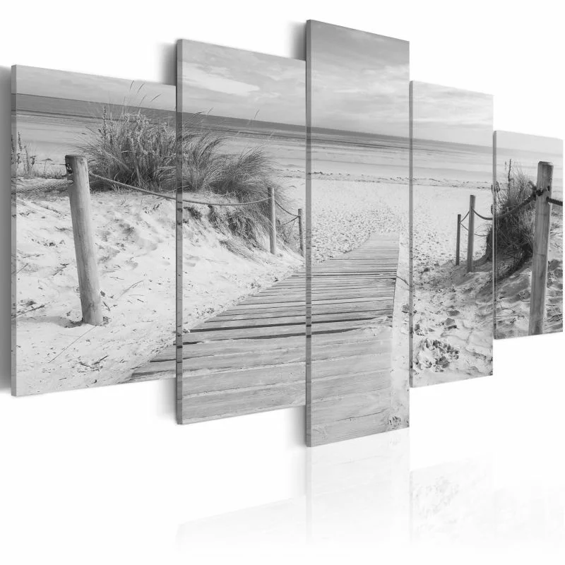Obraz - Poranek na plaży  - czarno-biały
