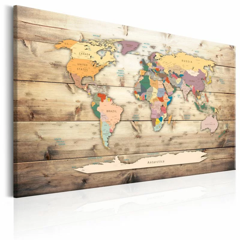 Obraz - Mapa świata: Kolorowe kontynenty - obrazek 1
