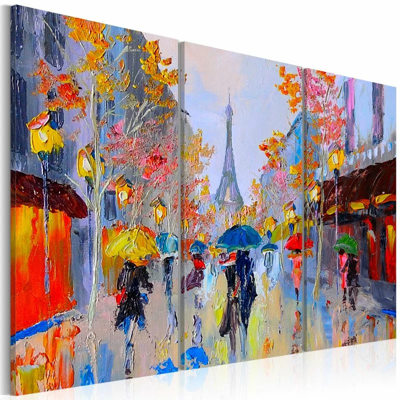 Obraz ręcznie malowany Paryż w deszczu - obrazek 1
