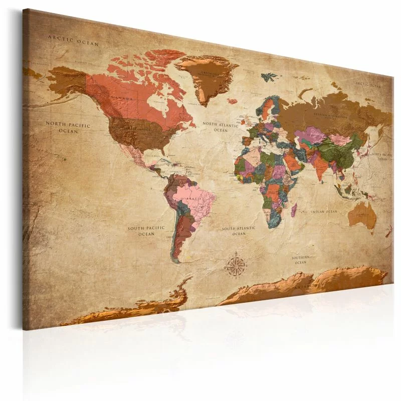 Obraz - Mapa świata: Brązowa elegancja - obrazek 1