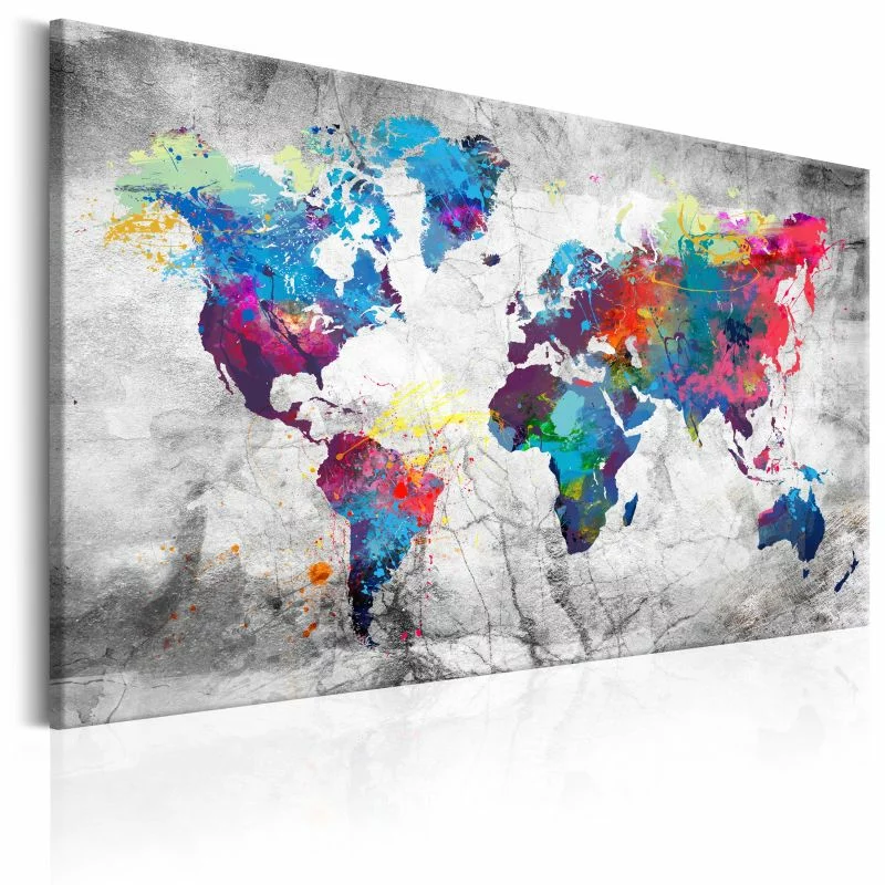 Obraz - Mapa świata: Szary styl