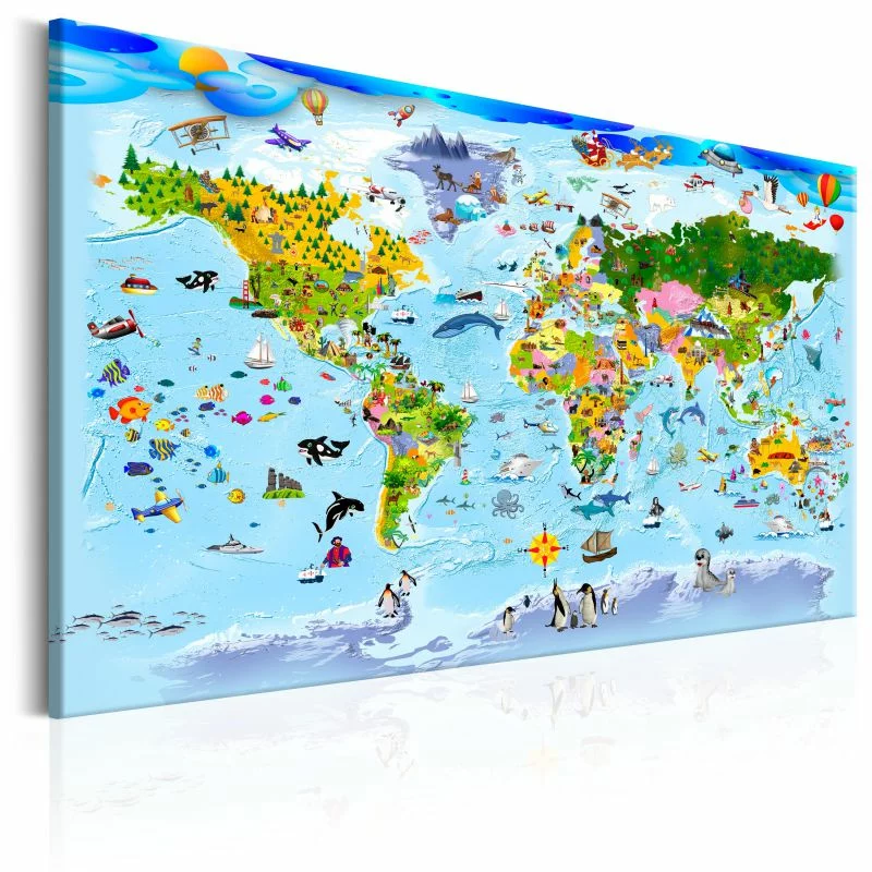 Obraz - Mapa dla dzieci: Kolorowe podróże - obrazek 1