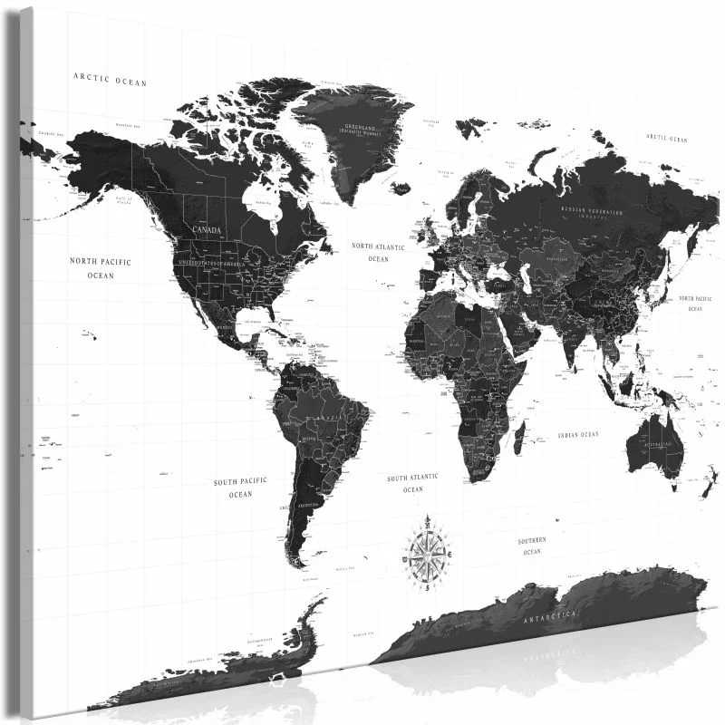 Obraz - Czarno-biała mapa (1-częściowy) szeroki - obrazek 1