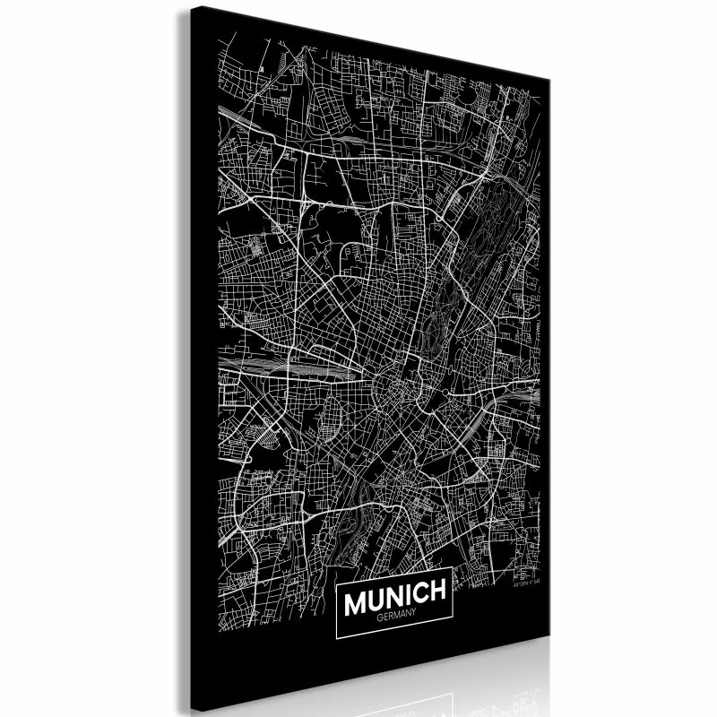 Obraz - Ciemna mapa Monachium (1-częściowy) pionowy