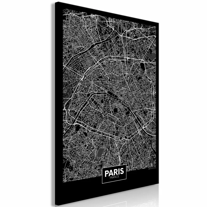 Obraz - Ciemna mapa Paryża (1-częściowy) pionowy