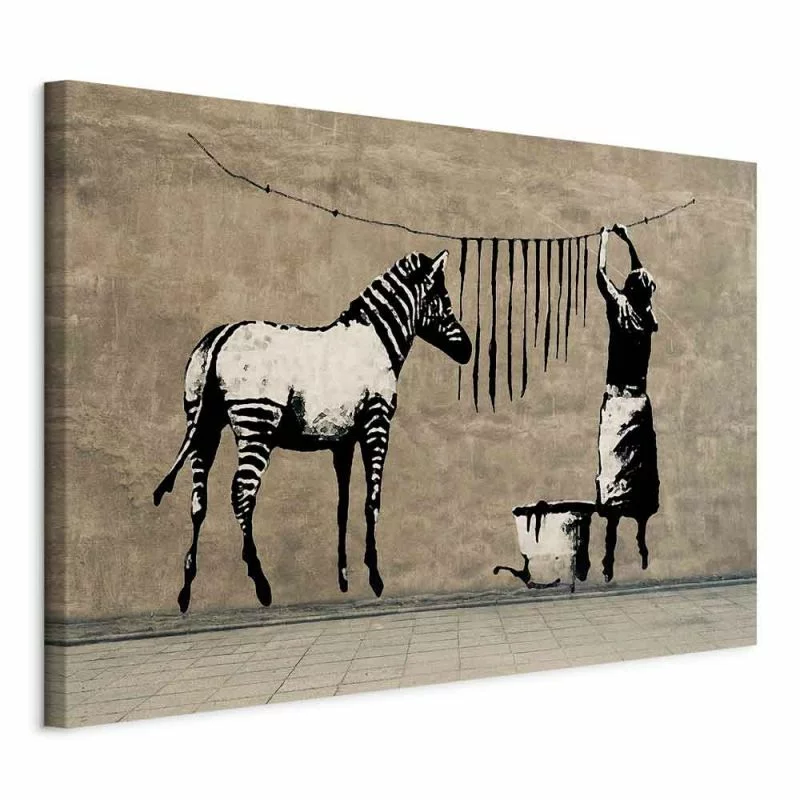 Obraz - Banksy: Pranie zebry na betonie (1-częściowy) szeroki - obrazek 1