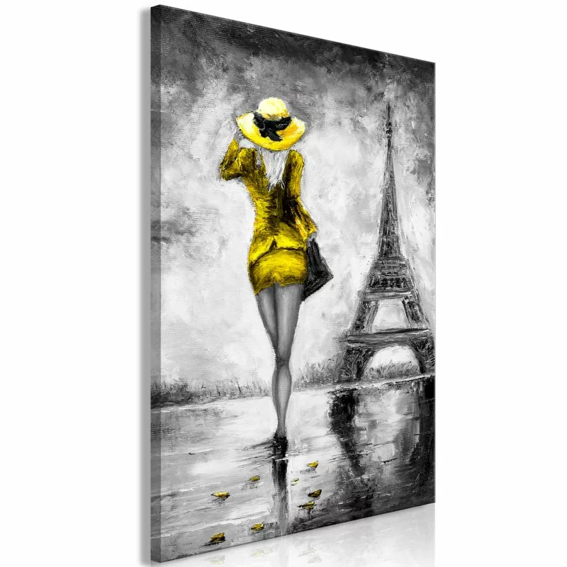 Obraz - Paryska kobieta (1-częściowy) pionowy żółty