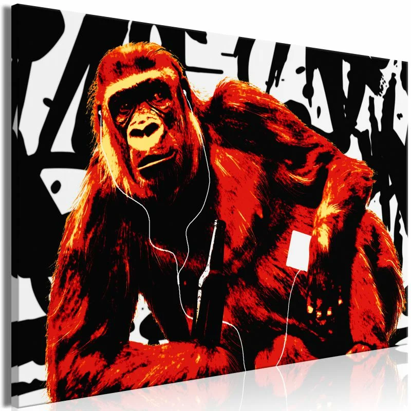 Obraz - Popartowa małpa (1-częściowy) wąski czerwony
