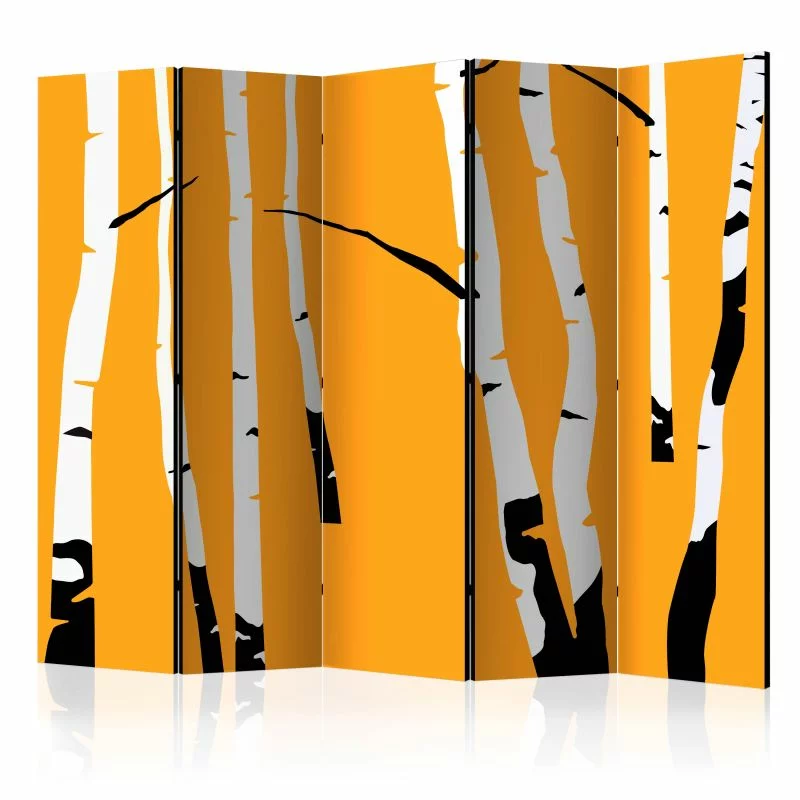 Parawan - Birches on the orange background II - obrazek 1