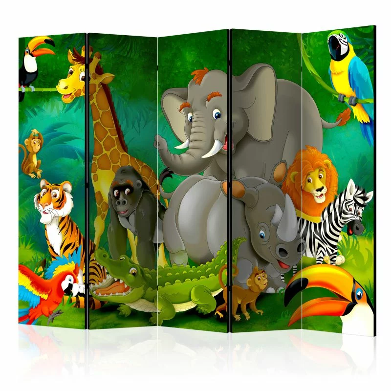 Parawan dziecięcy 5-częściowy - Kolorowe safari - obrazek 1