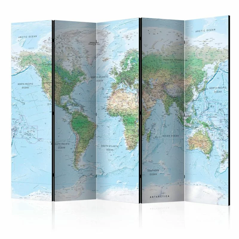 Parawan dekoracyjny Mapa świata - obrazek 1