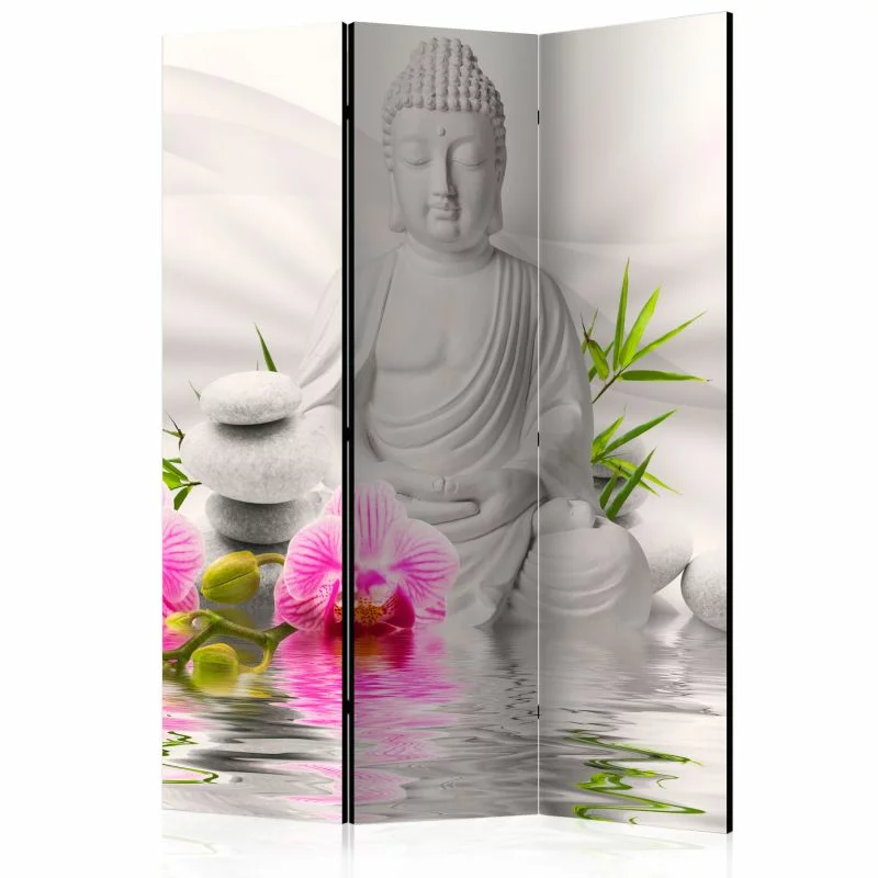Parawan 3-częściowy - Budda i orchidee [Parawan] - obrazek 1
