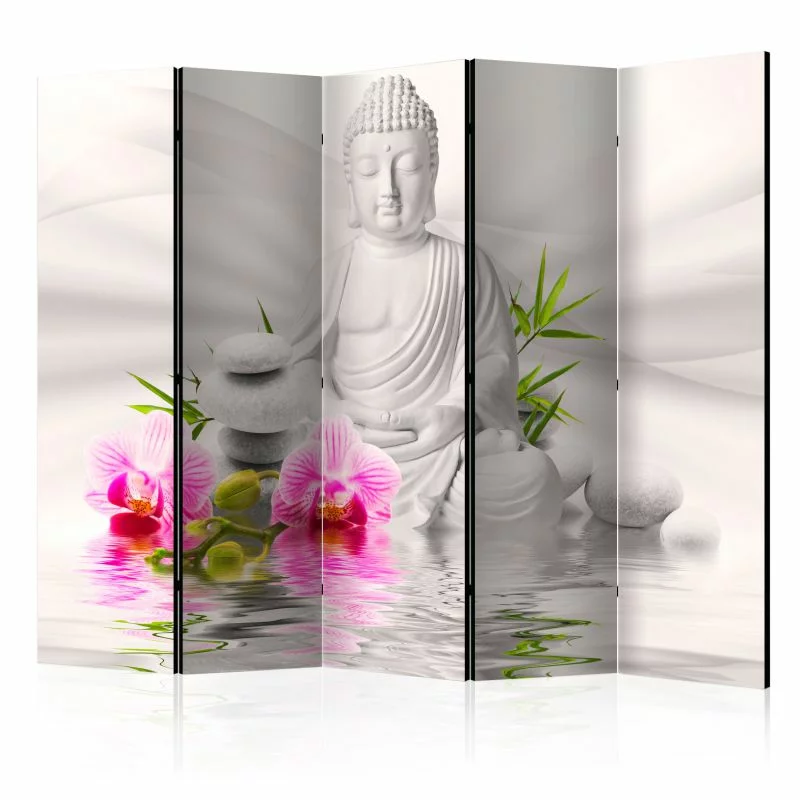 Parawan 5-częściowy - Budda i orchidee II [Parawan] - obrazek 1