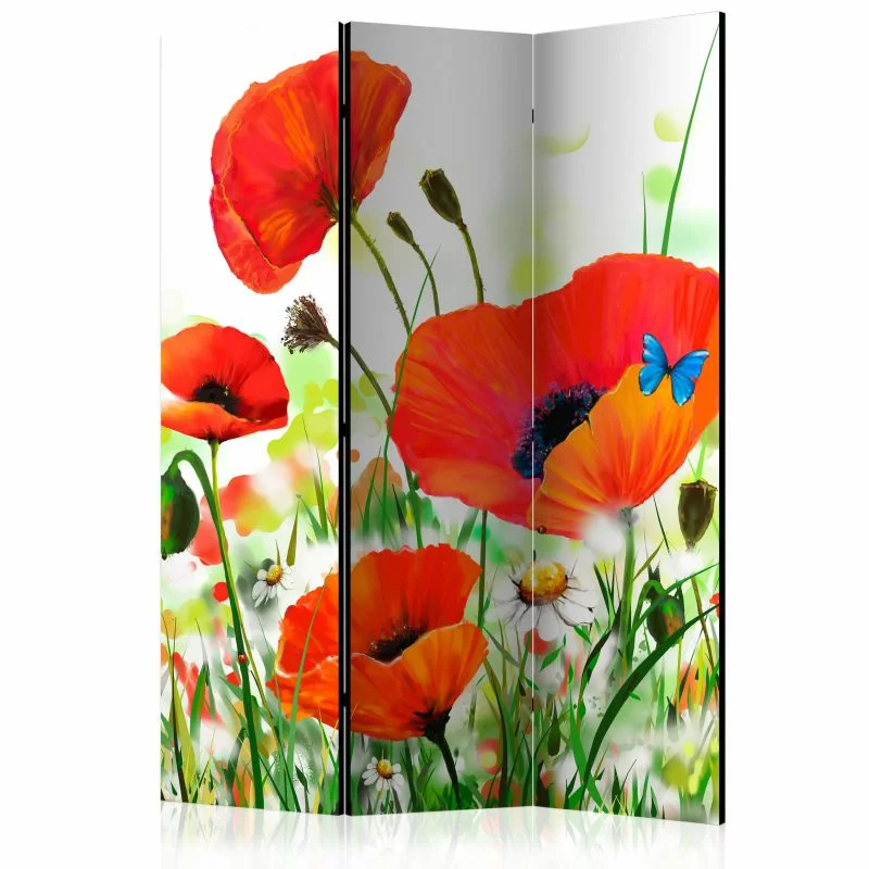Parawan 3-częściowy - Country poppies - obrazek 1