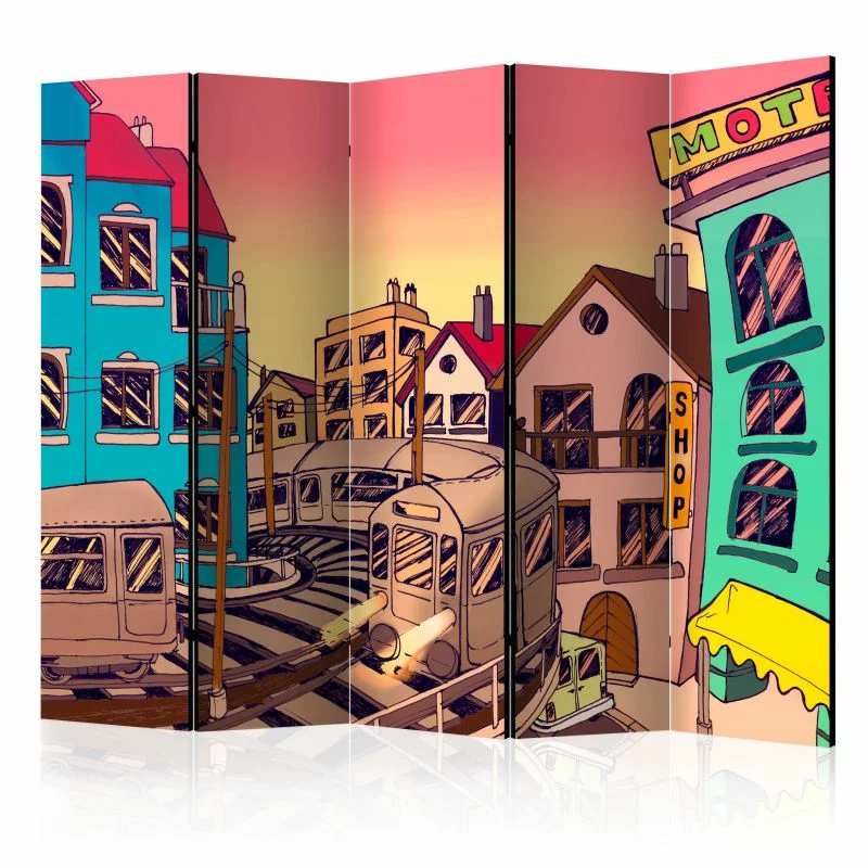 Parawan 5-częściowy - Morning in a city - obrazek 1