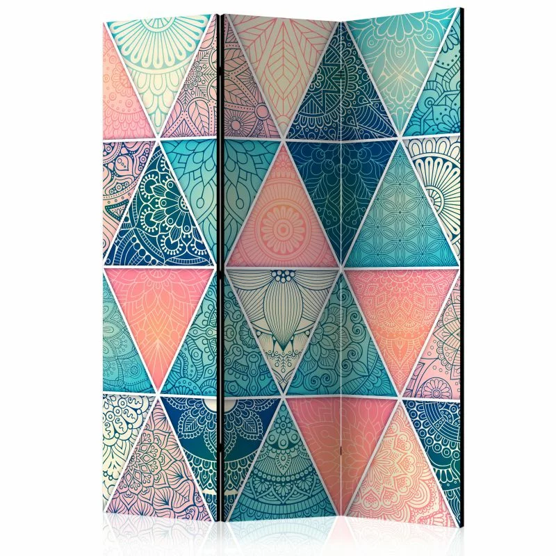 Parawan 3-częściowy - Orientalne trójkąty - obrazek 1