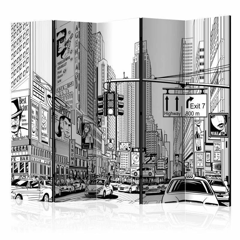 Parawan 5-częściowy - Na ulicach Nowego Jorku II - obrazek 1
