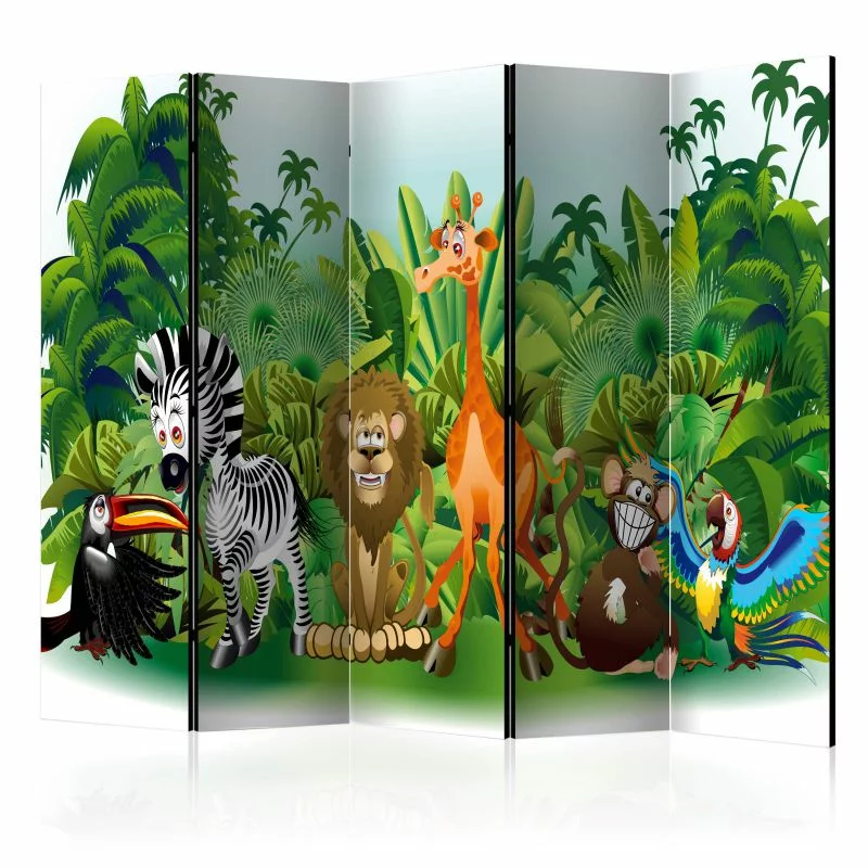 Parawan 5-częściowy - Zwierzęta dżungli II - obrazek 1