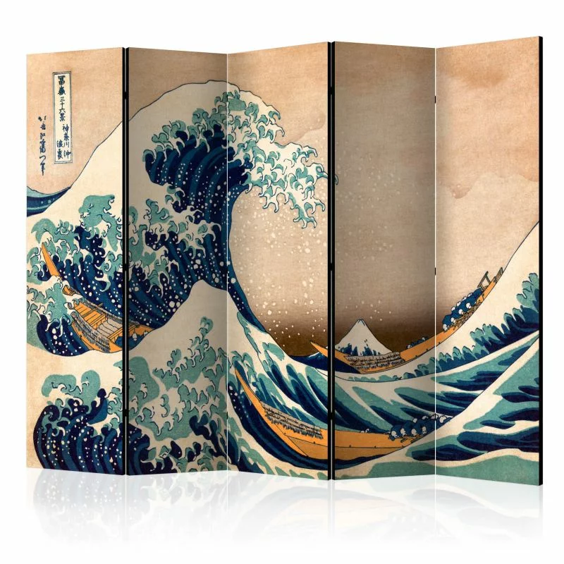 Parawan 5-częściowy - Hokusai: Wielka fala w Kanagawie (Reprodukcja) II - obrazek 1