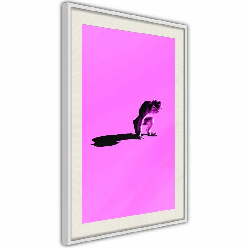 Plakat - Małpka na różowym tle