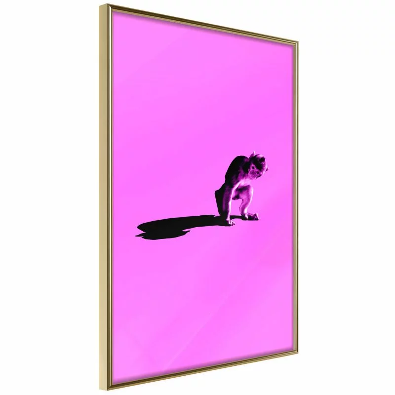 Plakat - Małpka na różowym tle