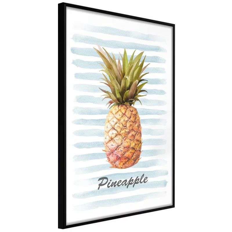 Plakat - Ananas na pasiastym tle - obrazek 1