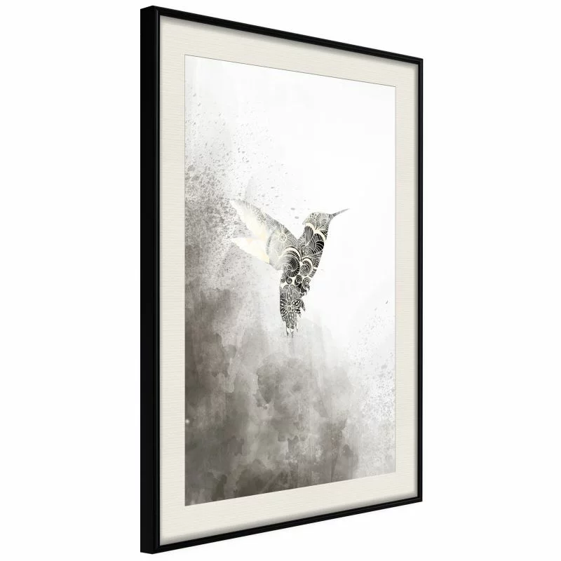 Plakat - Koliber w odcieniach szarości - obrazek 1