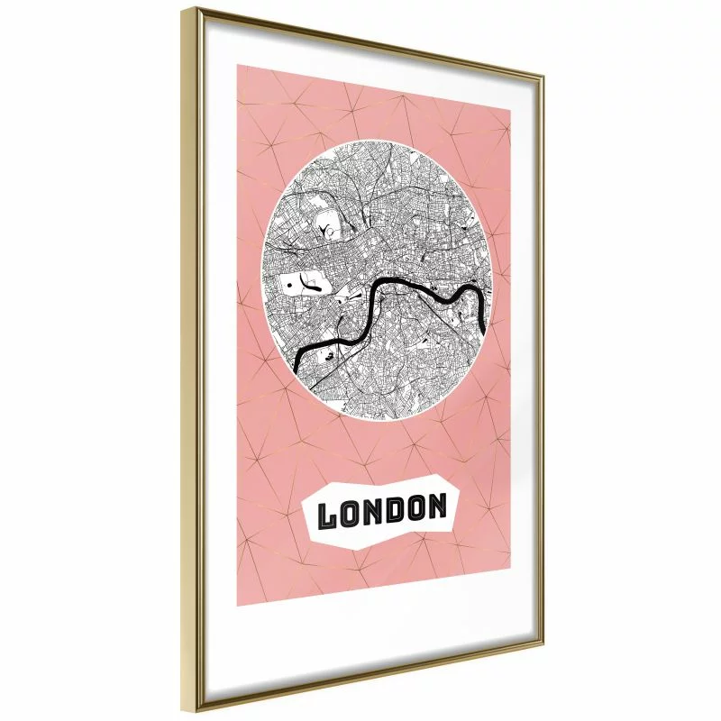 Plakat - Plan miasta: Londyn (różowy)