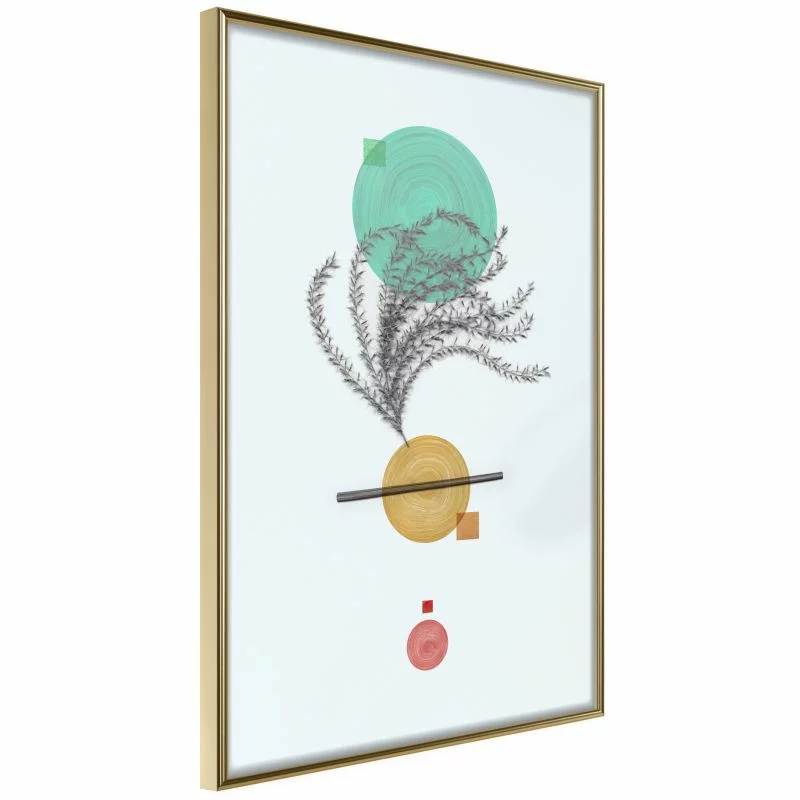 Plakat - Geometryczna instalacja z rośliną - obrazek 1